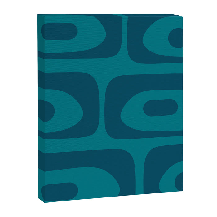 Mid Century Modern Piquet Abstract Pattern in Teal and Blue Canvas Print Gallery Image 1