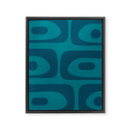 Mid Century Modern Piquet Abstract Pattern in Teal and Blue Framed Canvas Print Gallery Image 8