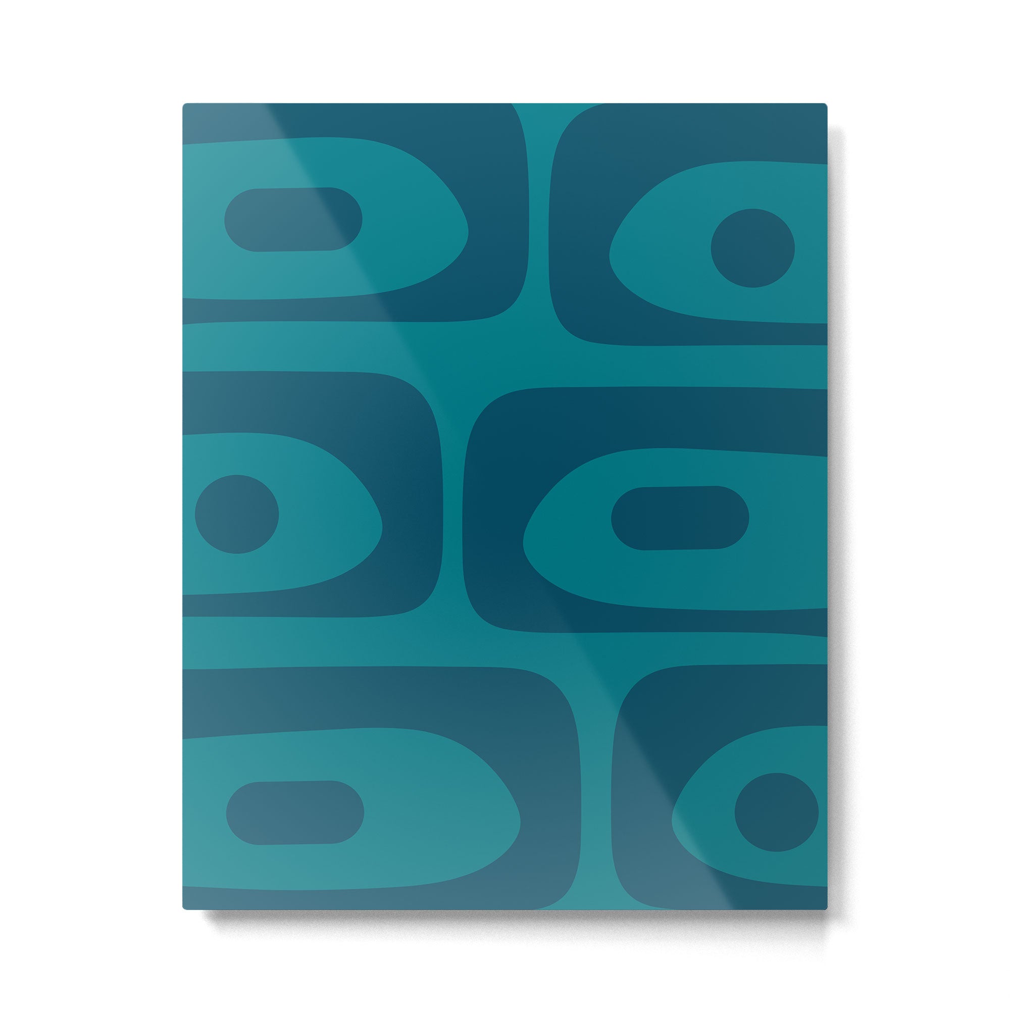 Mid Century Modern Piquet Abstract Pattern in Teal and Blue Metal Print Gallery Image 6