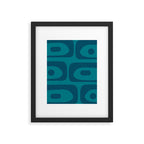 Mid Century Modern Piquet Abstract Pattern in Teal and Blue Framed Art Print Gallery Image 6