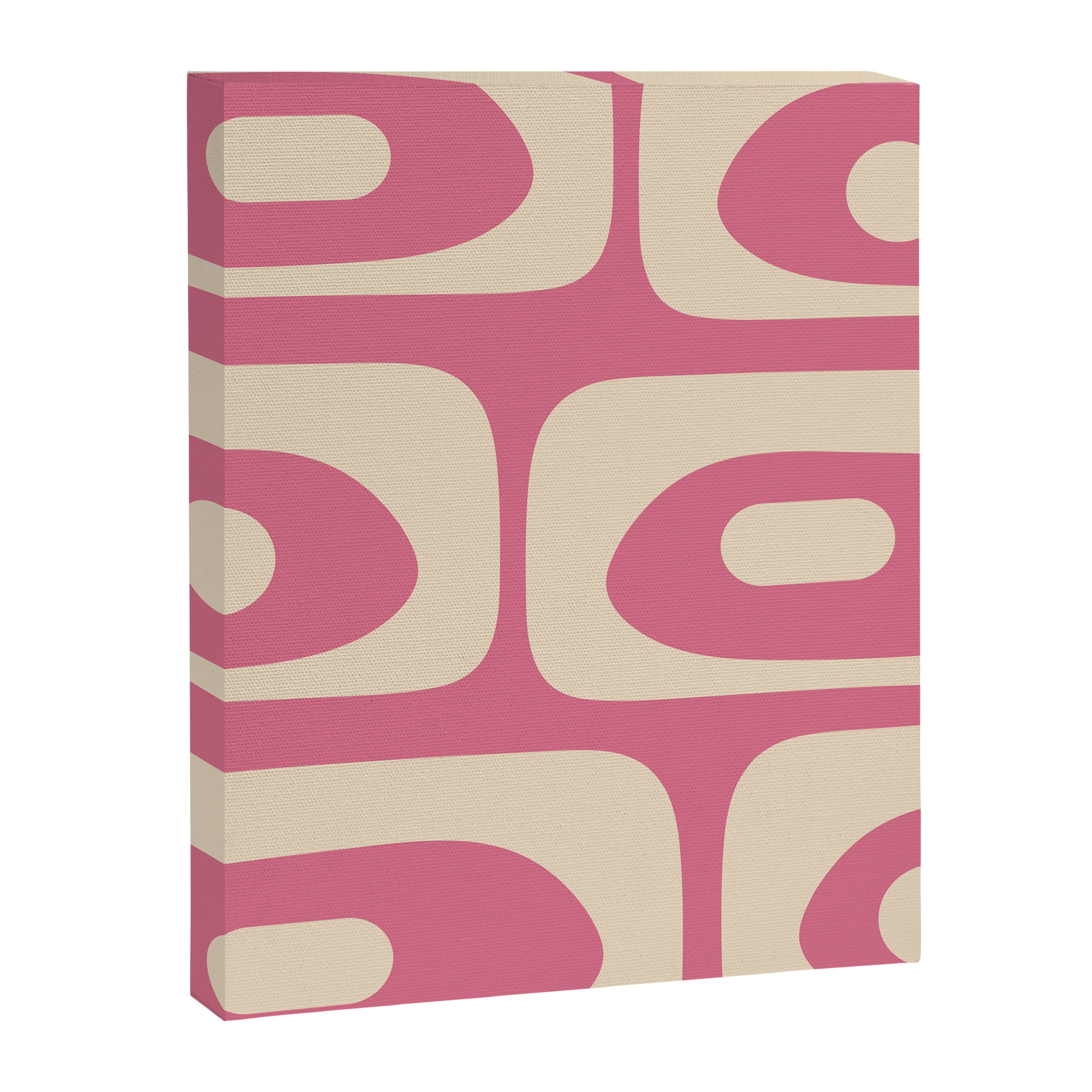 Mid Century Modern Piquet Abstract Pattern in Thulian Pink and Cream Canvas Print Gallery Image 8