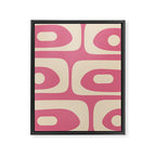 Mid Century Modern Piquet Abstract Pattern in Thulian Pink and Cream Framed Canvas Print Gallery Image 8