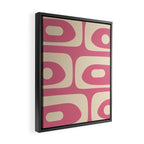 Mid Century Modern Piquet Abstract Pattern in Thulian Pink and Cream Framed Canvas Print Gallery Image 2
