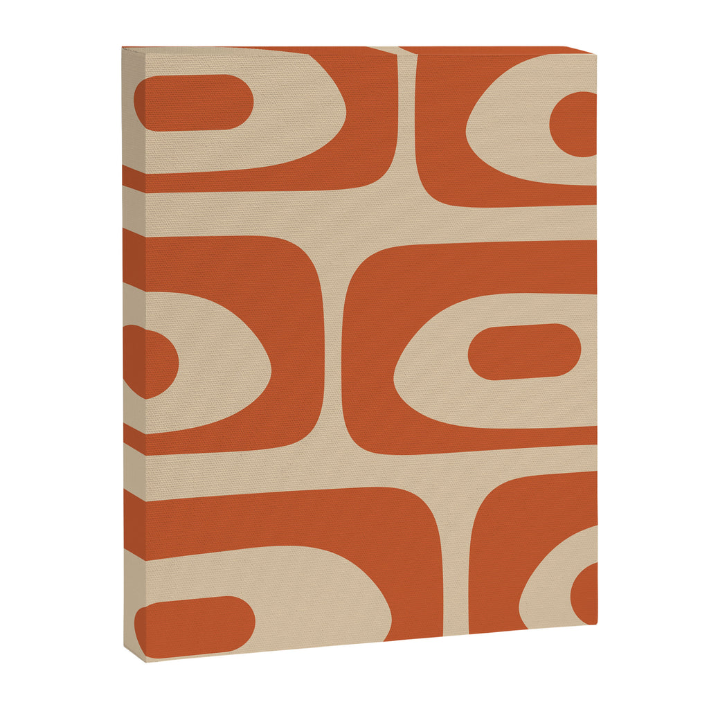 Mid Century Modern Piquet Abstract Pattern Mid Mod Burnt Orange and Beige  Canvas Print Gallery Image 8