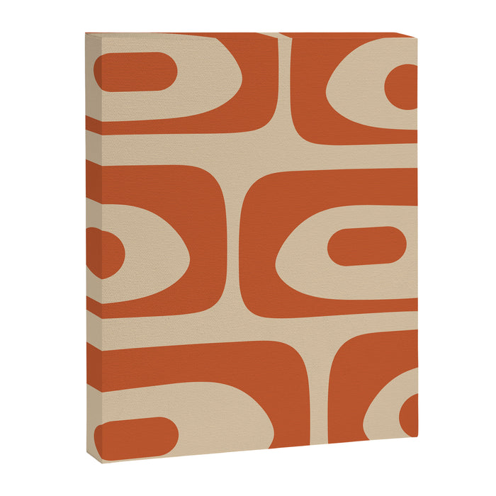 Mid Century Modern Piquet Abstract Pattern Mid Mod Burnt Orange and Beige  Canvas Print Gallery Image 1