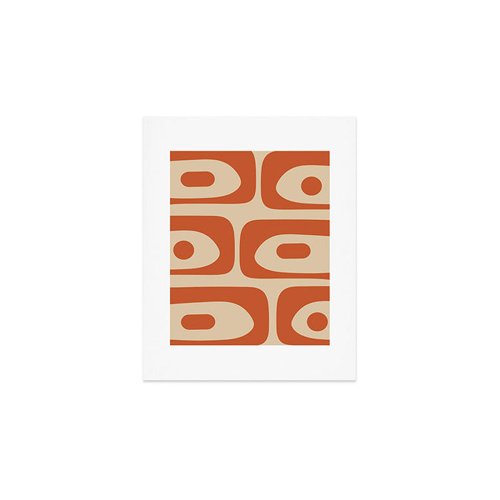 Mid Century Modern Piquet Abstract Pattern Mid Mod Burnt Orange and Beige  Art Print Gallery Image 1