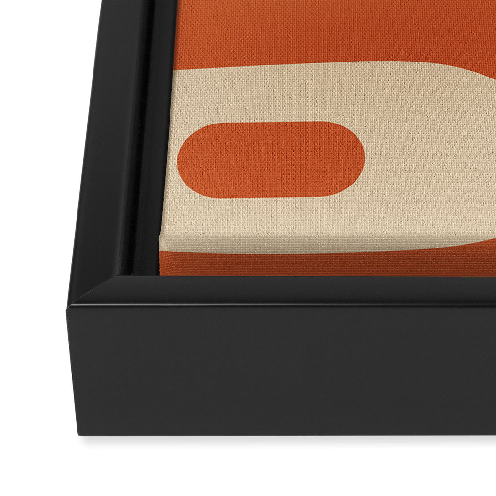 Mid Century Modern Piquet Abstract Pattern Mid Mod Burnt Orange and Beige  Framed Canvas Print Gallery Image 3