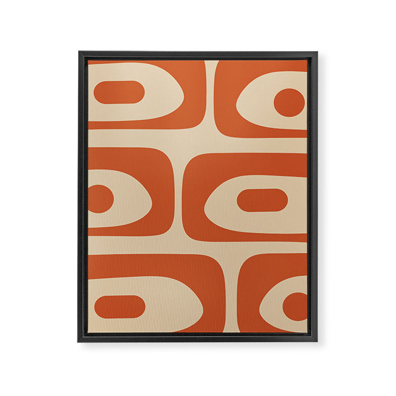 Mid Century Modern Piquet Abstract Pattern Mid Mod Burnt Orange and Beige  Framed Canvas Print Gallery Image 8