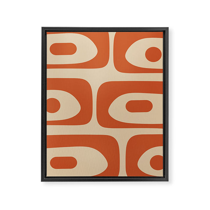 Mid Century Modern Piquet Abstract Pattern Mid Mod Burnt Orange and Beige  Framed Canvas Print Gallery Image 1