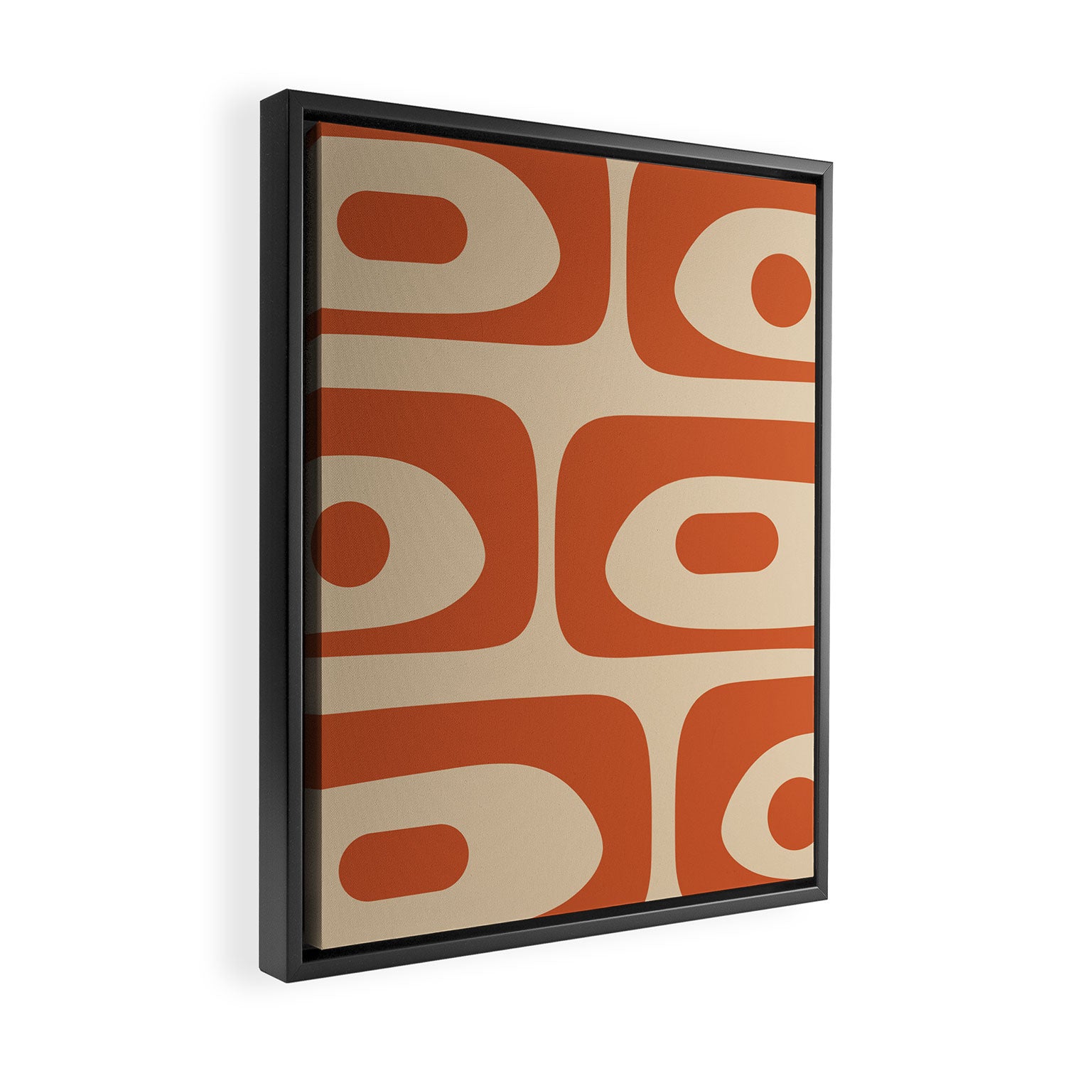 Mid Century Modern Piquet Abstract Pattern Mid Mod Burnt Orange and Beige  Framed Canvas Print Gallery Image 2