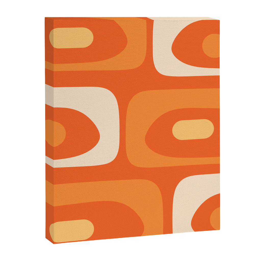 Mid Century Modern Piquet Abstract Pattern Orange Yellow Tangerine Cream Canvas Print Gallery Image 8