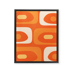Mid Century Modern Piquet Abstract Pattern Orange Yellow Tangerine Cream Framed Canvas Print Gallery Image 8