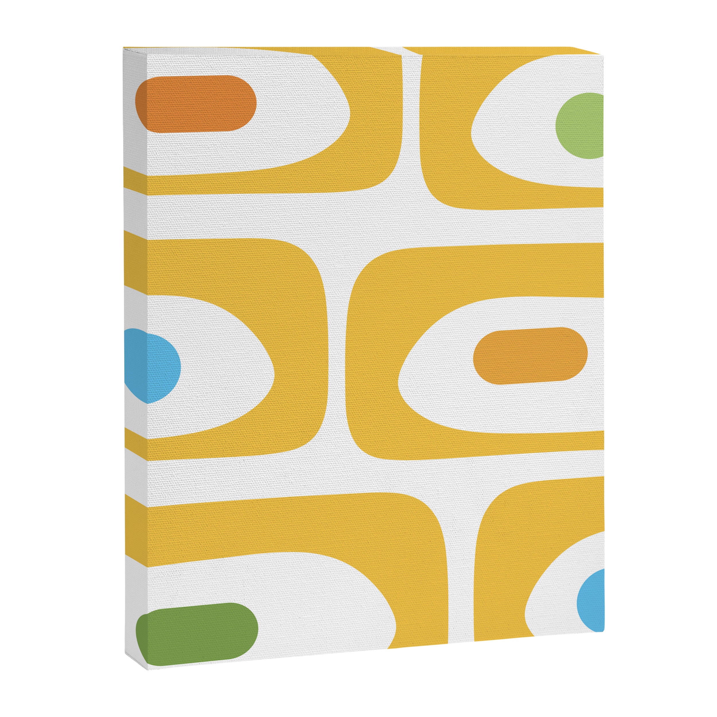 Mid Century Modern Piquet Abstract Pattern Retro Yellow Blue Green White Canvas Print Gallery Image 8