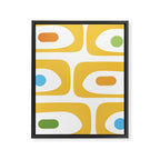 Mid Century Modern Piquet Abstract Pattern Retro Yellow Blue Green White Framed Canvas Print Gallery Image 8