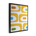 Mid Century Modern Piquet Abstract Pattern Retro Yellow Blue Green White Framed Canvas Print Gallery Image 2
