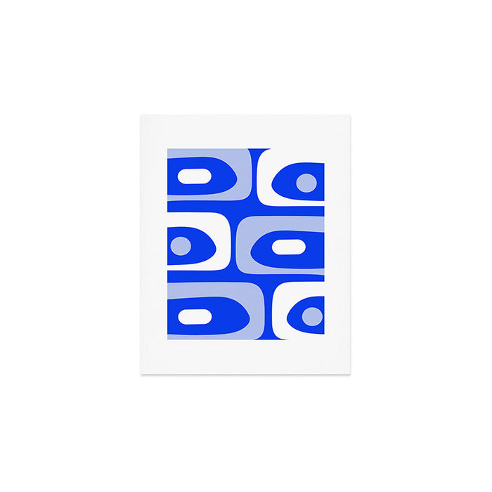 Mid Century Modern Piquet Abstract Pattern Royal Blue Art Print Gallery Image 1