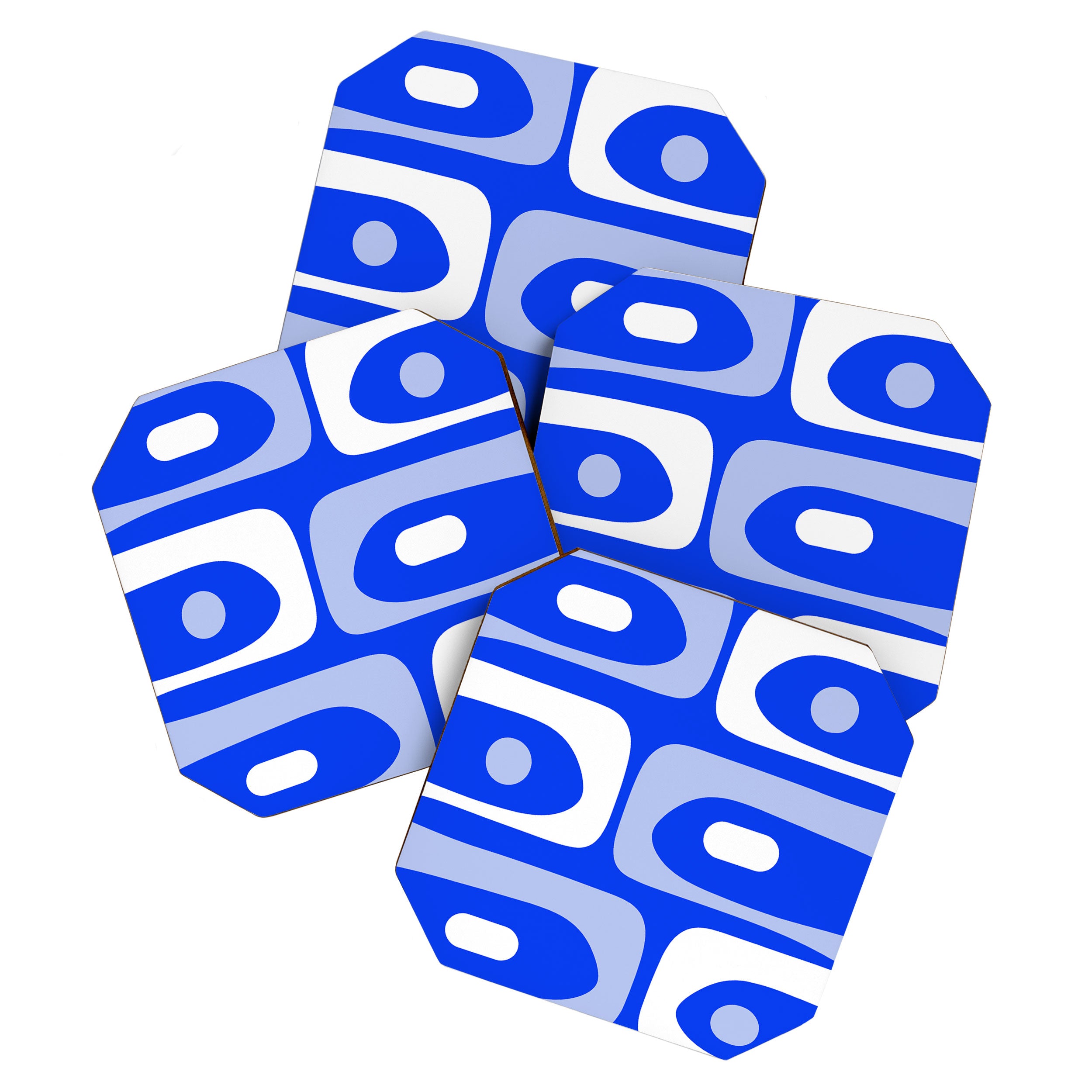 Mid Century Modern Piquet Abstract Pattern Royal Blue Coaster Gallery Image 1