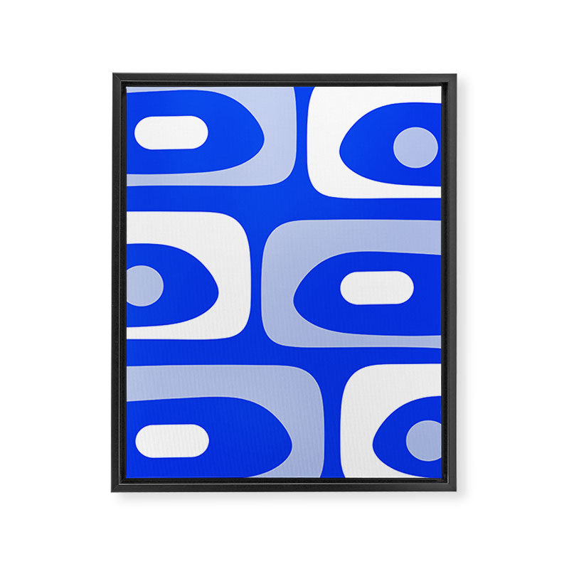 Mid Century Modern Piquet Abstract Pattern Royal Blue Framed Canvas Print Gallery Image 8