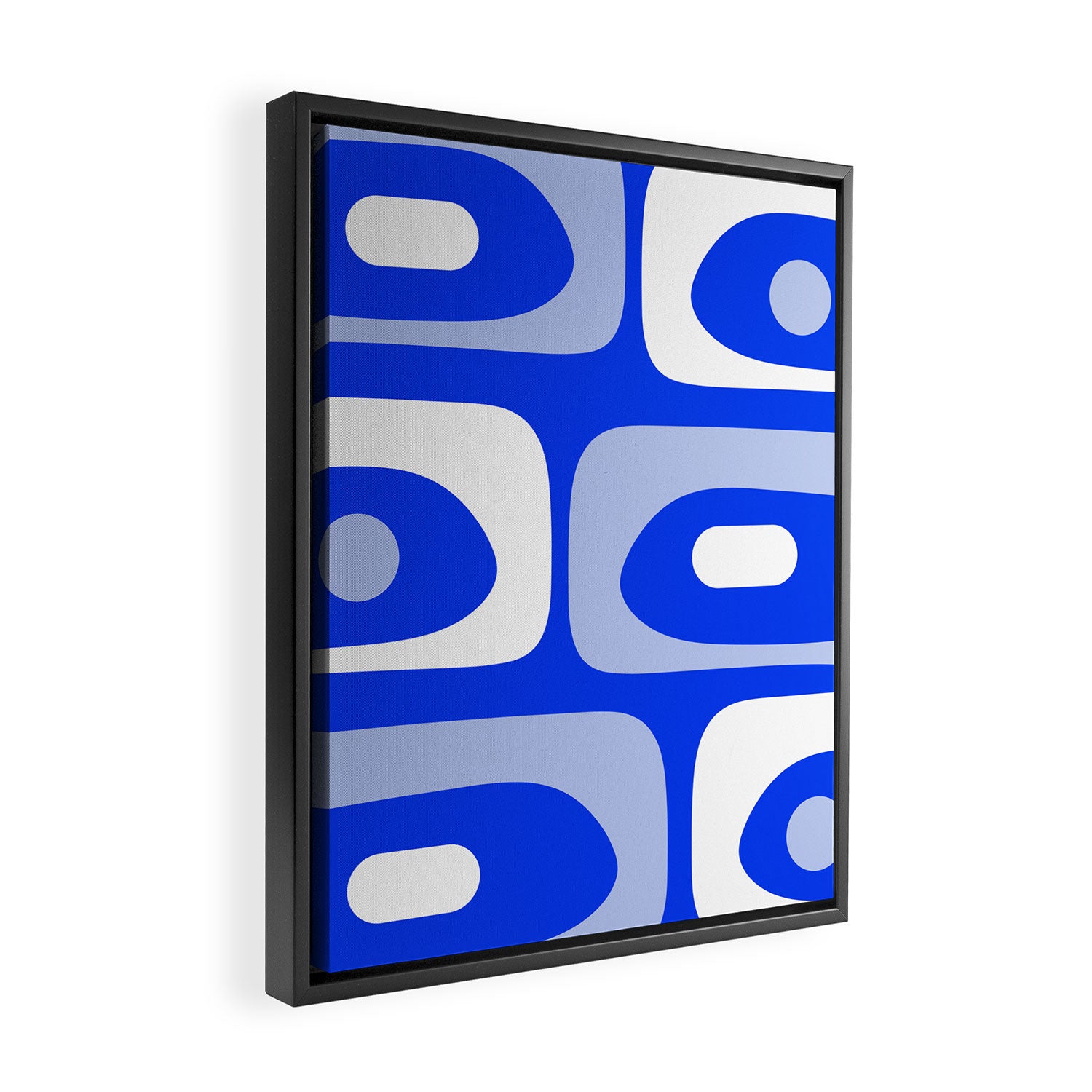 Mid Century Modern Piquet Abstract Pattern Royal Blue Framed Canvas Print Gallery Image 2