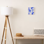 Mid Century Modern Piquet Abstract Pattern Royal Blue Light Blue White Canvas Print Gallery Image 2