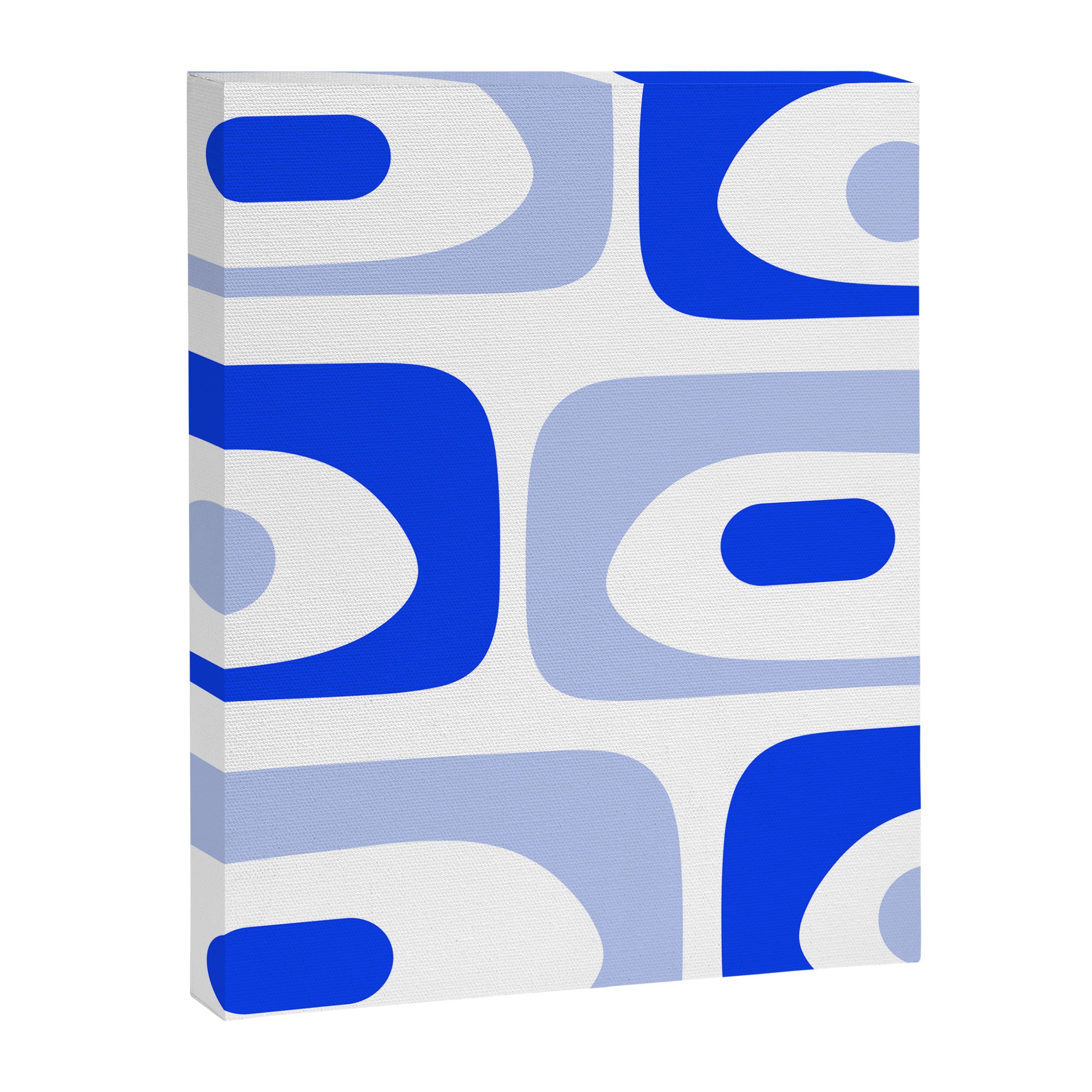 Mid Century Modern Piquet Abstract Pattern Royal Blue Light Blue White Canvas Print Gallery Image 8