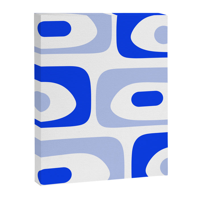 Mid Century Modern Piquet Abstract Pattern Royal Blue Light Blue White Canvas Print Gallery Image 1