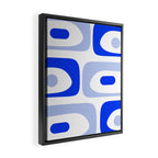 Mid Century Modern Piquet Abstract Pattern Royal Blue Light Blue White Framed Canvas Print Gallery Image 2