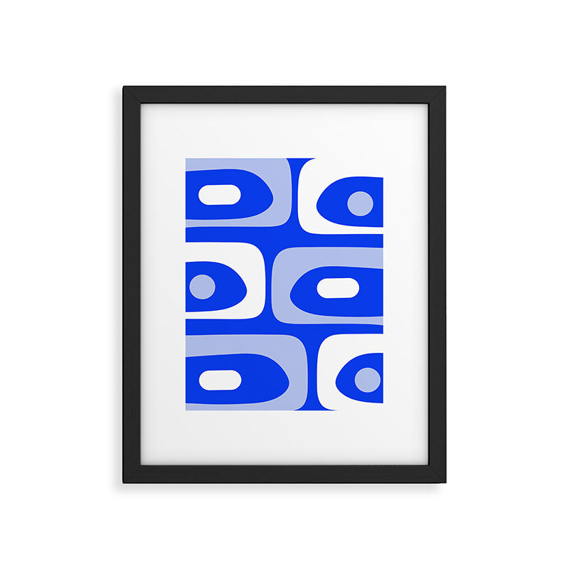 Mid Century Modern Piquet Abstract Pattern Royal Blue Framed Art Print Gallery Image 6