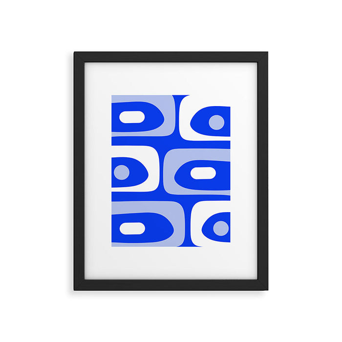 Mid Century Modern Piquet Abstract Pattern Royal Blue Framed Art Print Gallery Image 1