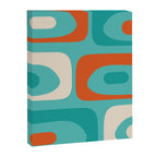 Mid Century Modern Piquet Abstract Pattern Teal Orange Cream Canvas Print Gallery Image 8