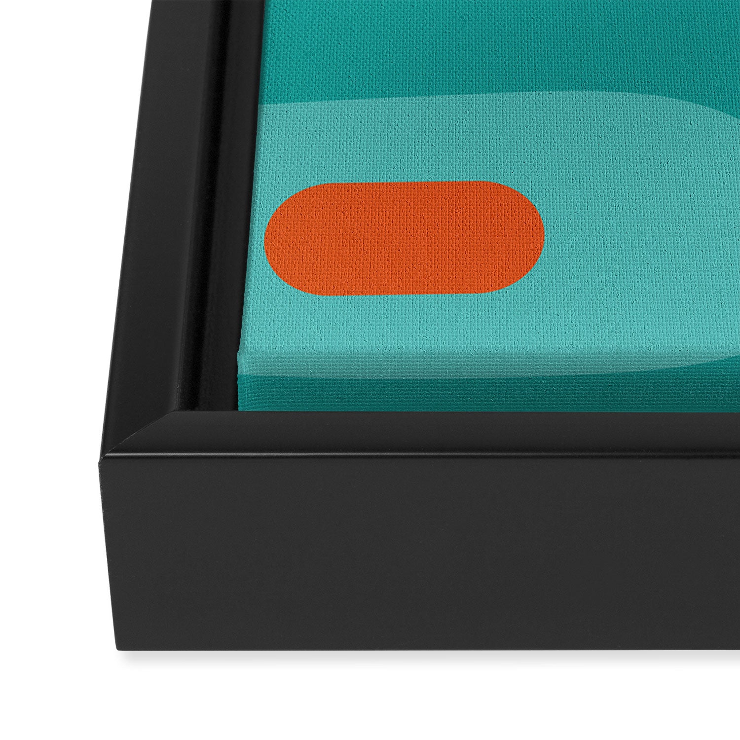 Mid Century Modern Piquet Abstract Pattern Teal Orange Cream Framed Canvas Print Gallery Image 3