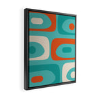 Mid Century Modern Piquet Abstract Pattern Teal Orange Cream Framed Canvas Print Gallery Image 2