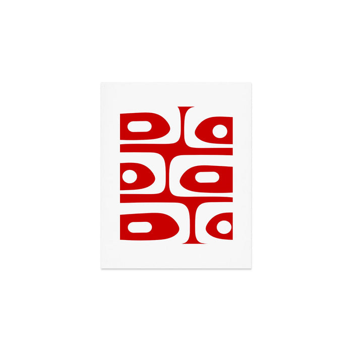 Mid Century Modern Piquet Abstract Red and White Art Print Gallery Image 1