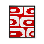 Mid Century Modern Piquet Abstract Red and White Framed Canvas Print Gallery Image 8