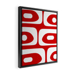 Mid Century Modern Piquet Abstract Red and White Framed Canvas Print Gallery Image 2