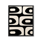 Mid Century Modern Piquet Abstract Pattern in Black and Almond Cream Framed Canvas Print Gallery Image 8