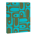 Mid Century Modern Piquet Geometric Mod Olive Green and Turquoise Multi Pattern Canvas Print Gallery Image 8