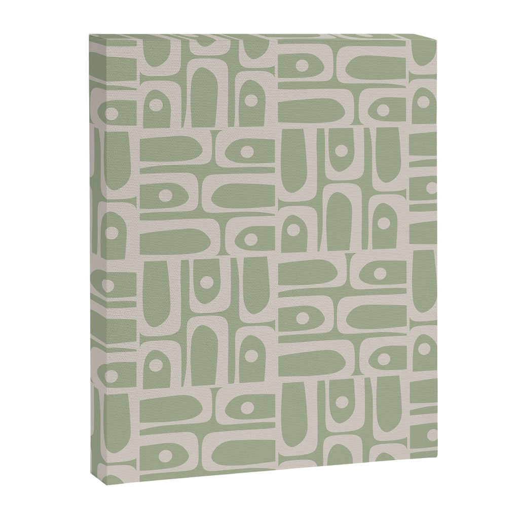 Mid Century Modern Piquet Geometric Multi Abstract Minimalist Pattern in Sage Green and Beige Canvas Print Gallery Image 8