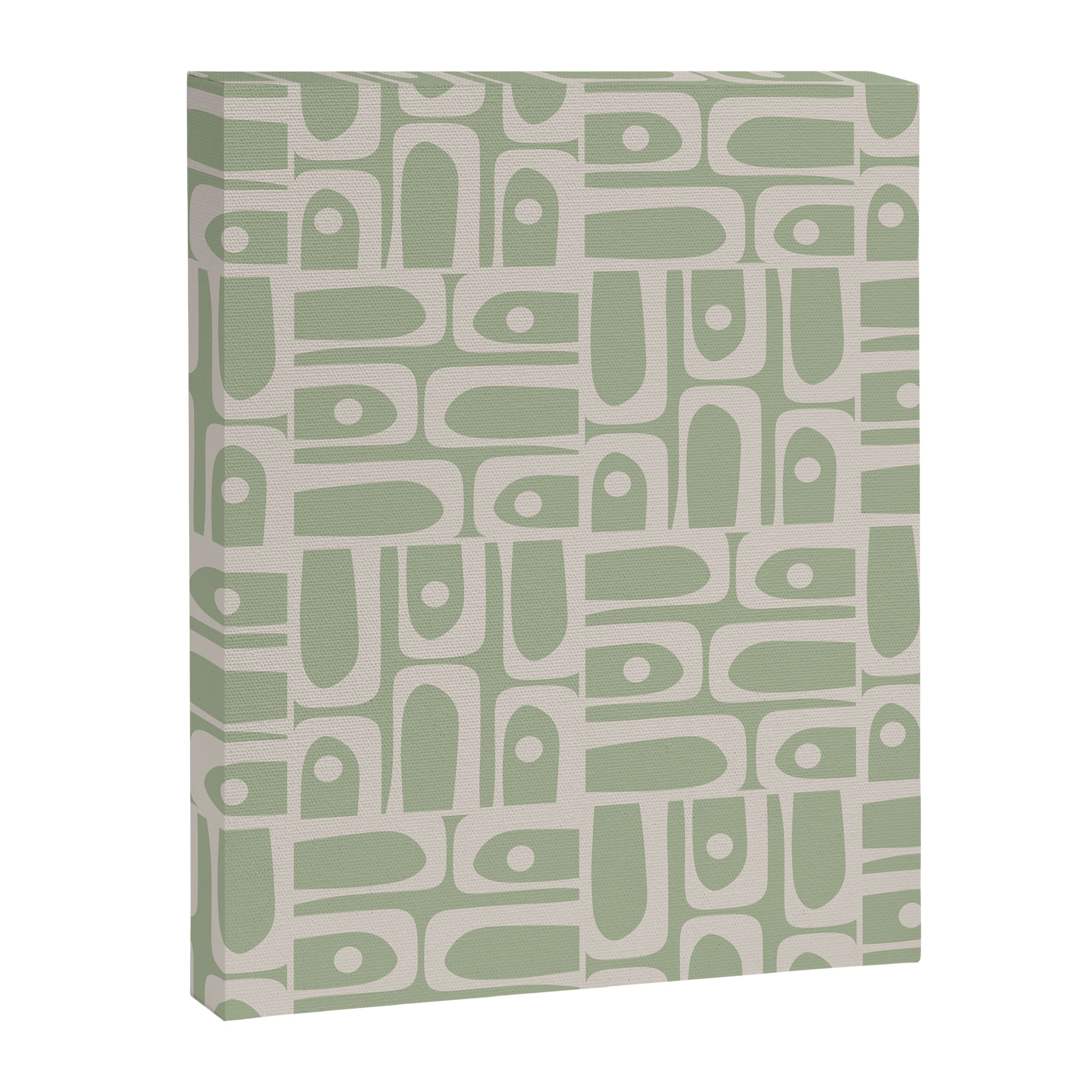 Mid Century Modern Piquet Geometric Multi Abstract Minimalist Pattern in Sage Green and Beige Canvas Print Gallery Image 8