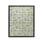 Mid Century Modern Piquet Geometric Multi Abstract Minimalist Pattern in Sage Green and Beige Framed Canvas Print Gallery Image 8