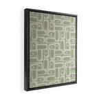Mid Century Modern Piquet Geometric Multi Abstract Minimalist Pattern in Sage Green and Beige Framed Canvas Print Gallery Image 2