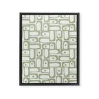 Mid Century Modern Piquet Geometric Multi Abstract Minimalist Pattern in Sage Green and Off White Framed Canvas Print Gallery Image 8