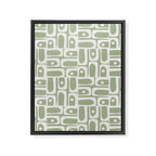 Mid Century Modern Piquet Geometric Multi Abstract Pattern in Sage Green and Off White Framed Canvas Print Gallery Image 8