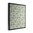 Mid Century Modern Piquet Geometric Multi Abstract Pattern in Sage Green and Off White Framed Canvas Print Gallery Image 2