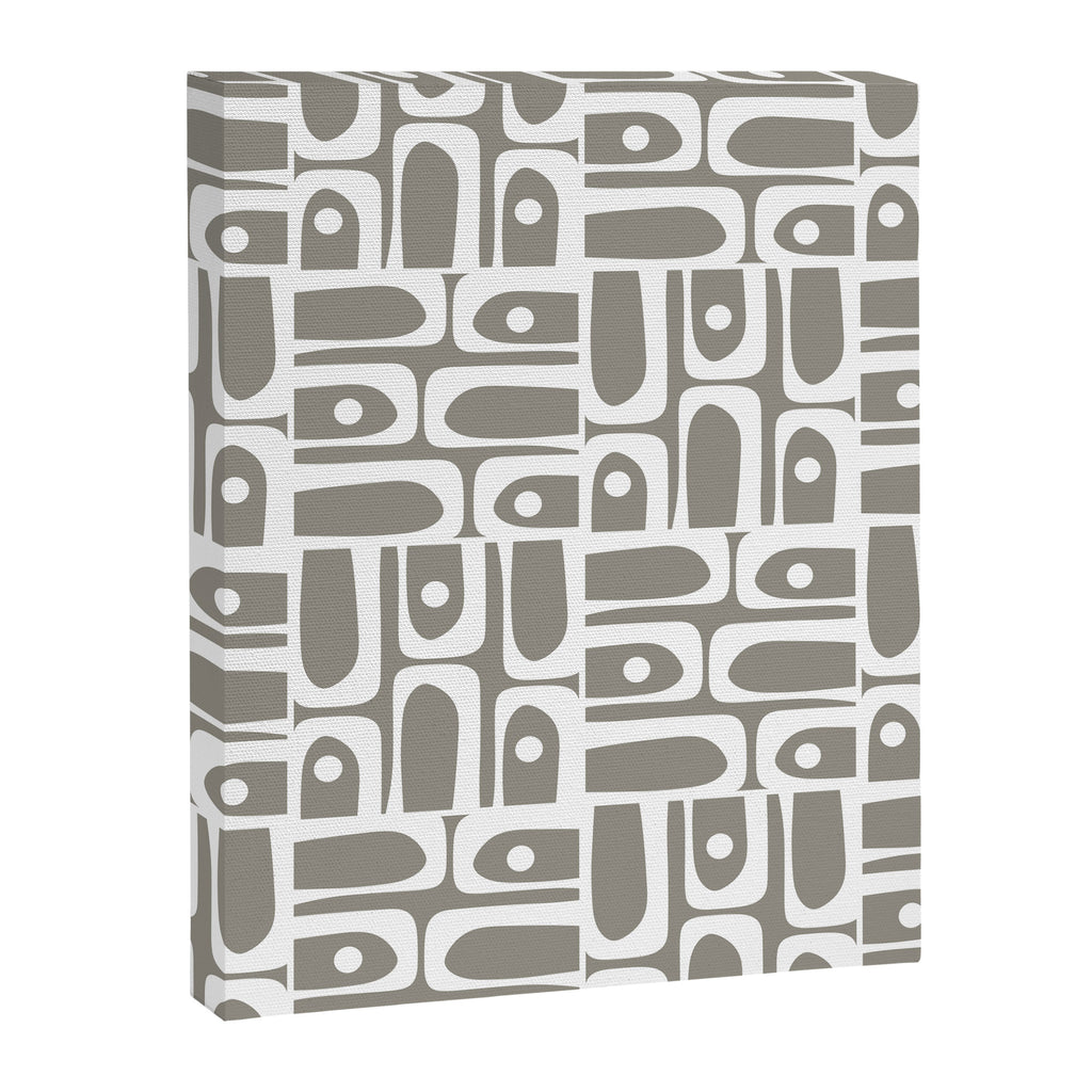 Mid Century Modern Piquet Geometric Multi Gray and White Pattern Canvas Print Gallery Image 8