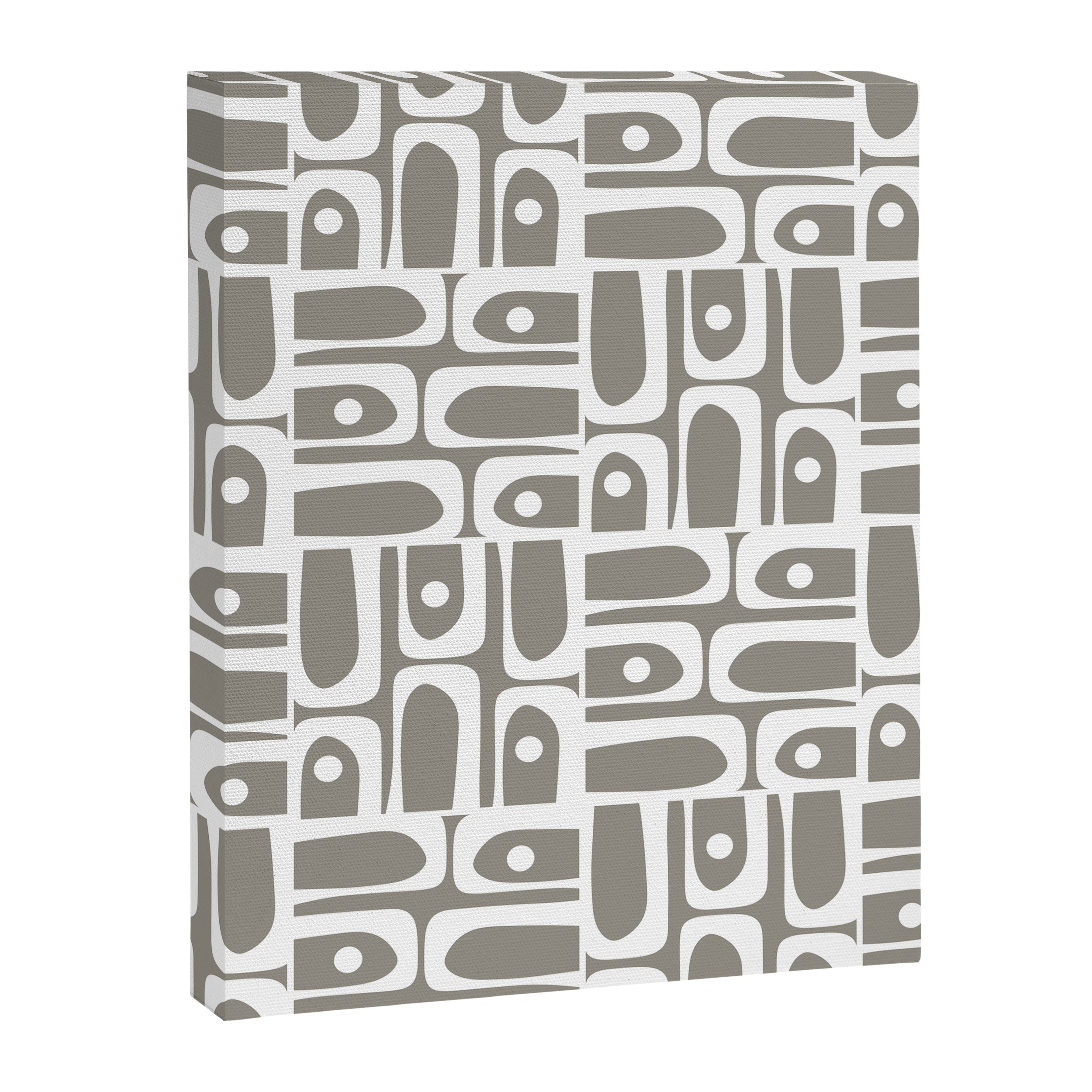 Mid Century Modern Piquet Geometric Multi Gray and White Pattern Canvas Print Gallery Image 8