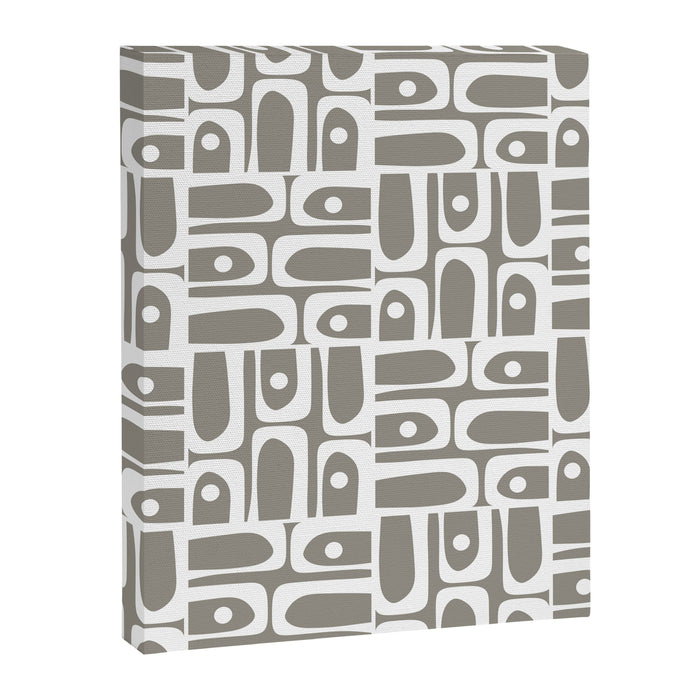 Mid Century Modern Piquet Geometric Multi Gray and White Pattern Canvas Print Gallery Image 1