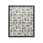 Mid Century Modern Piquet Geometric Multi Gray and White Pattern Framed Canvas Print Gallery Image 8