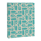 Mid Century Modern Piquet Geometric Multi Pattern in Aqua Turquoise Teal and Cream Beige Canvas Print Gallery Image 8