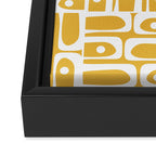 Mid Century Modern Piquet Geometric Multi Pattern in Golden Mustard Yellow and White Framed Canvas Print Gallery Image 3